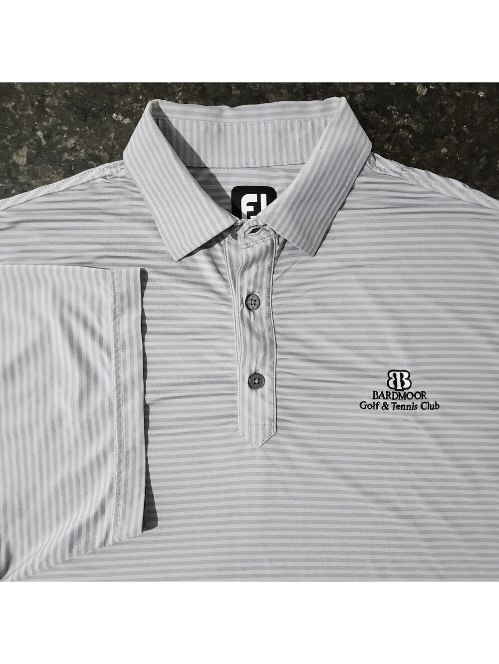 Footjoy Bardmoor Golf Tennis Club PGA Striped Stretch Polo Shirt Mens Medium